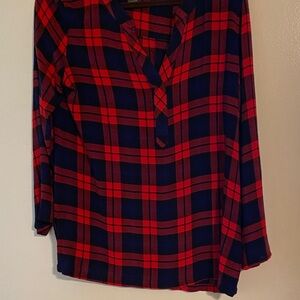 Ali Miles Red and Blue Plaid Button Down Shirt